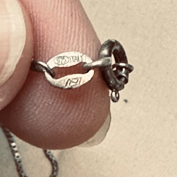 Silver Tone Round Pendant w/Open Circle at top & 2 Bands Across Middle Vintage - Picture 10 of 10